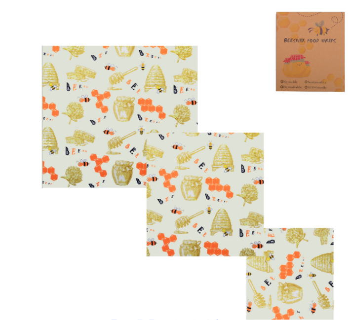 Eco-Friendly Beeswax Food Wraps - 3-Pack for Sustainable Food Storage