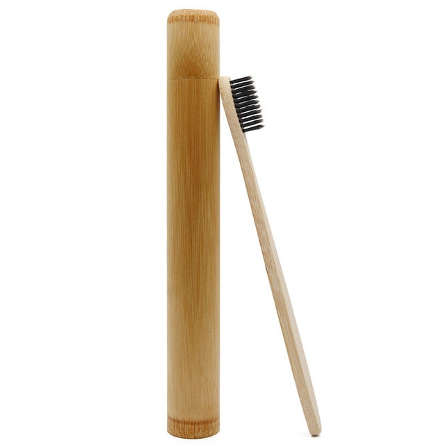 Bamboo (5-Pack) Toothbrush & Holder Set - Eco-Friendly, Soft Bristles