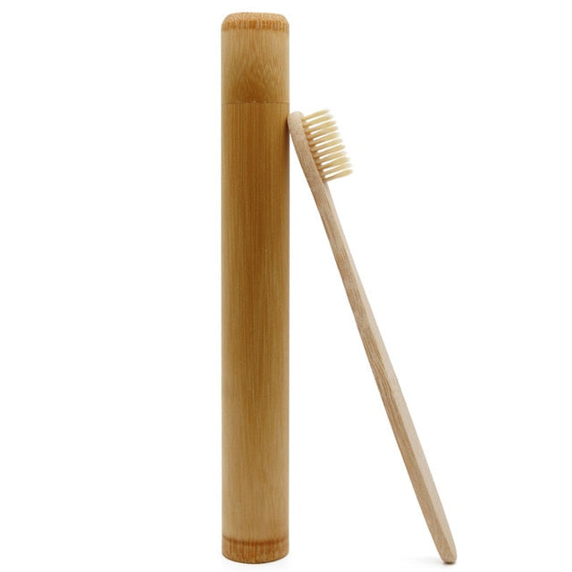 Bamboo (5-Pack) Toothbrush & Holder Set - Eco-Friendly, Soft Bristles