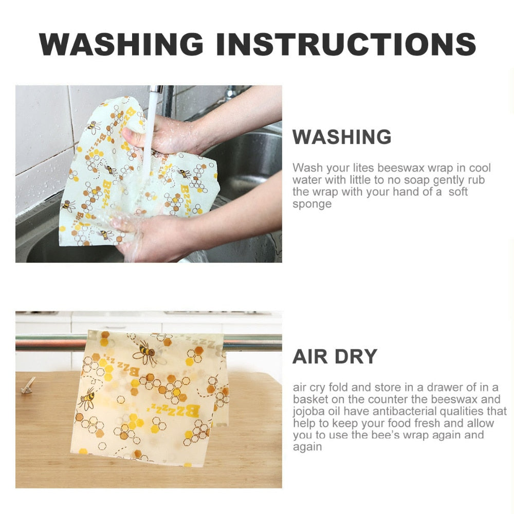 Eco-Friendly Beeswax Food Wraps - 3-Pack for Sustainable Food Storage