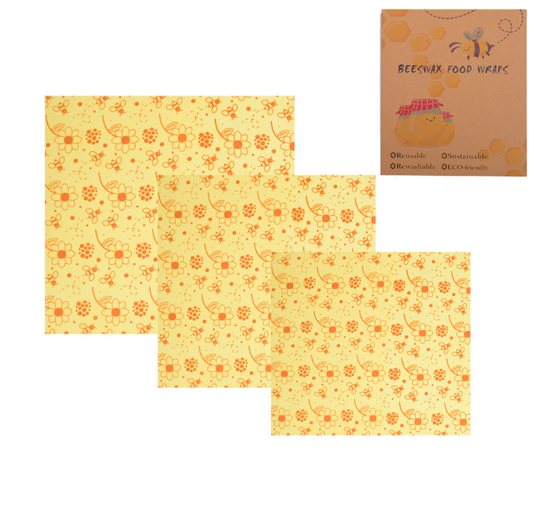 Eco-Friendly Beeswax Food Wraps - 3-Pack for Sustainable Food Storage